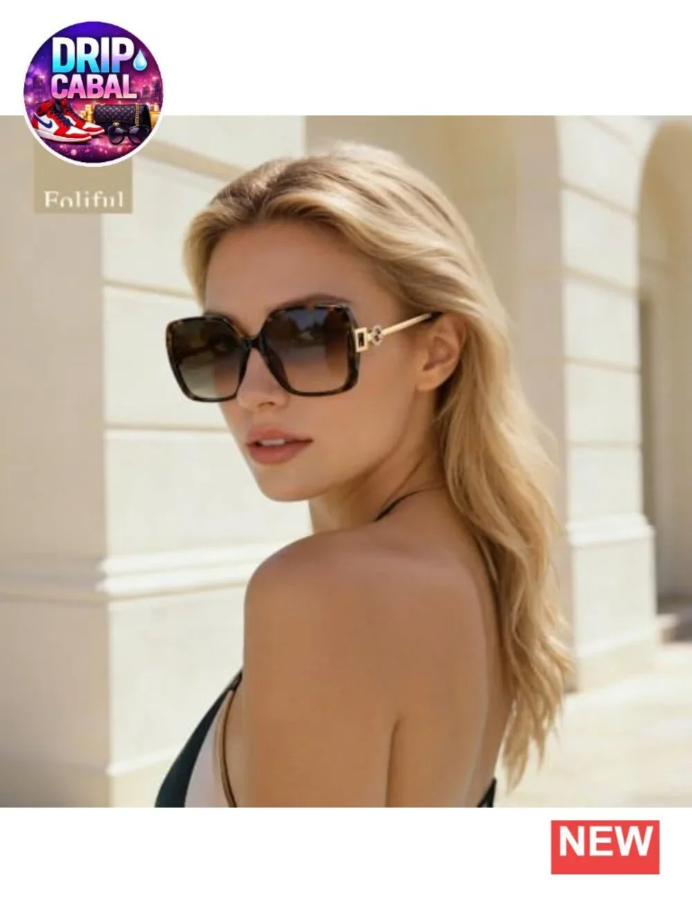 Oversized Retro Square Sunglasses for Women UV Protection Polarized Metal Temple